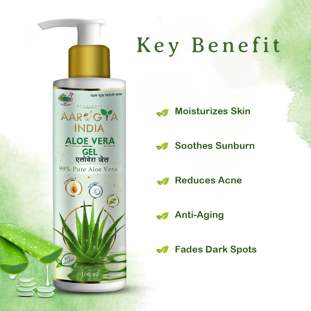 Aarogya India Pure Aloe Vera Gel | | Natural Moisturizer For Face & Body (200 ml)
