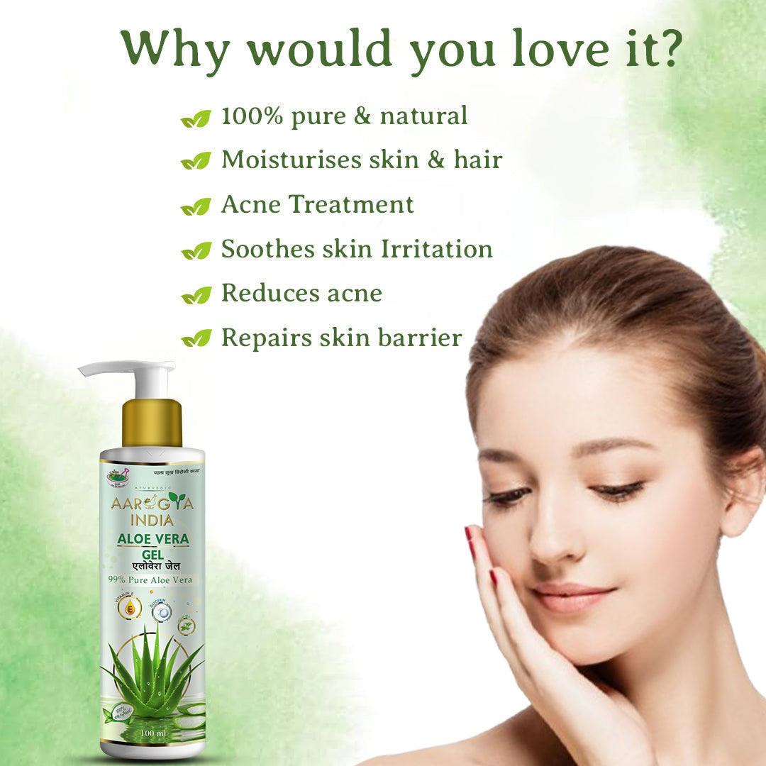 Aarogya India Pure Aloe Vera Gel | | Natural Moisturizer For Face & Body (200 ml)