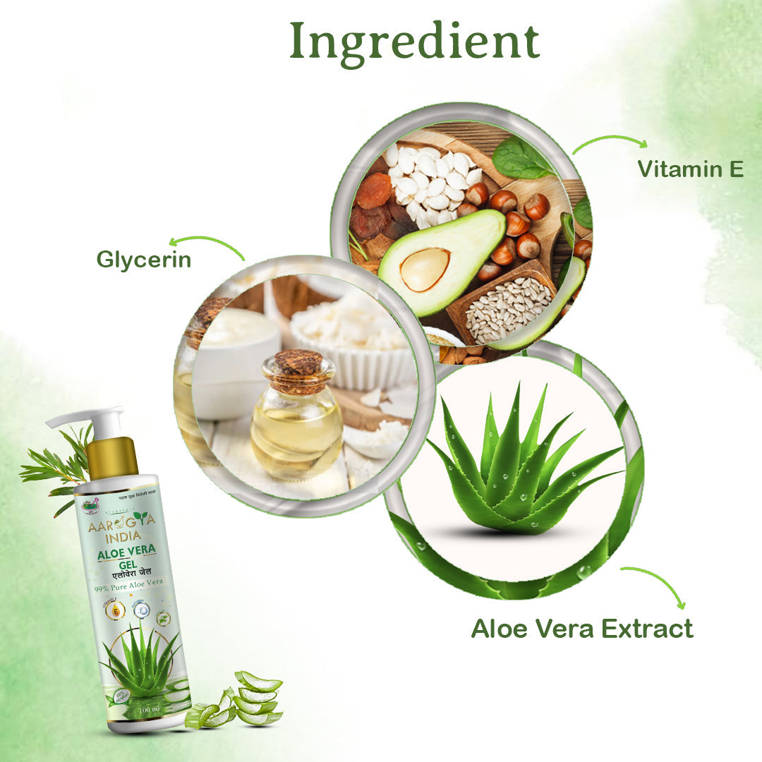 Aarogya India Pure Aloe Vera Gel | | Natural Moisturizer For Face & Body (200 ml)