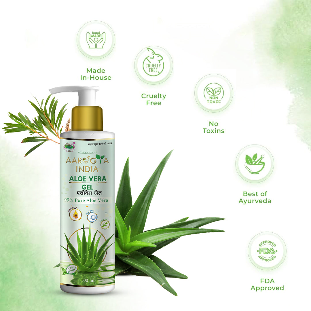 Aarogya India Pure Aloe Vera Gel | | Natural Moisturizer For Face & Body (200 ml)